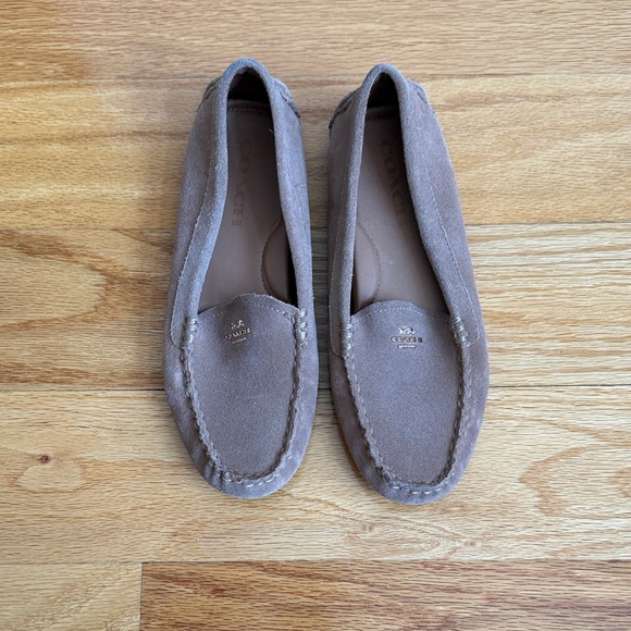 Coach Women's Brown Suede Loafers - Picture 1 of 3